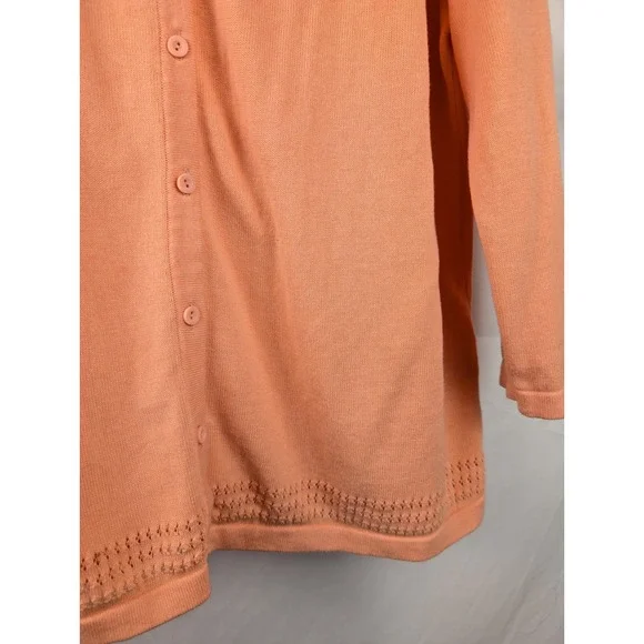 Christopher Banks 100% Cotton Button Cardigan Peach Size L Knit Preppy Office - Picture 4 of 10